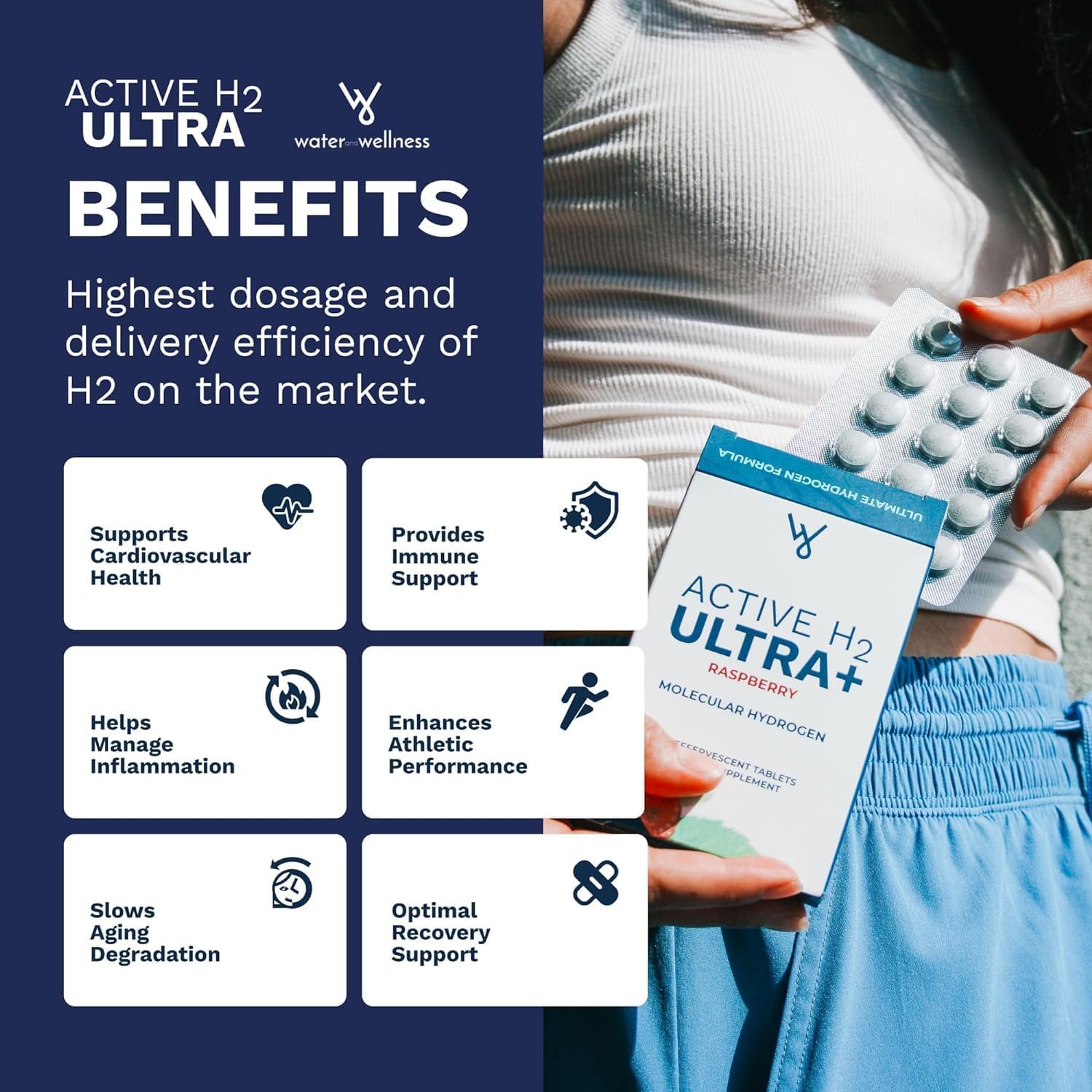 Active H2 Ultra+ Hydrogen Water Tablet, Natural Raspberry. Optimize Health, Support Immunity, and Balance Antioxidants with Benefits of Molecular Hydrogen 120 Servings