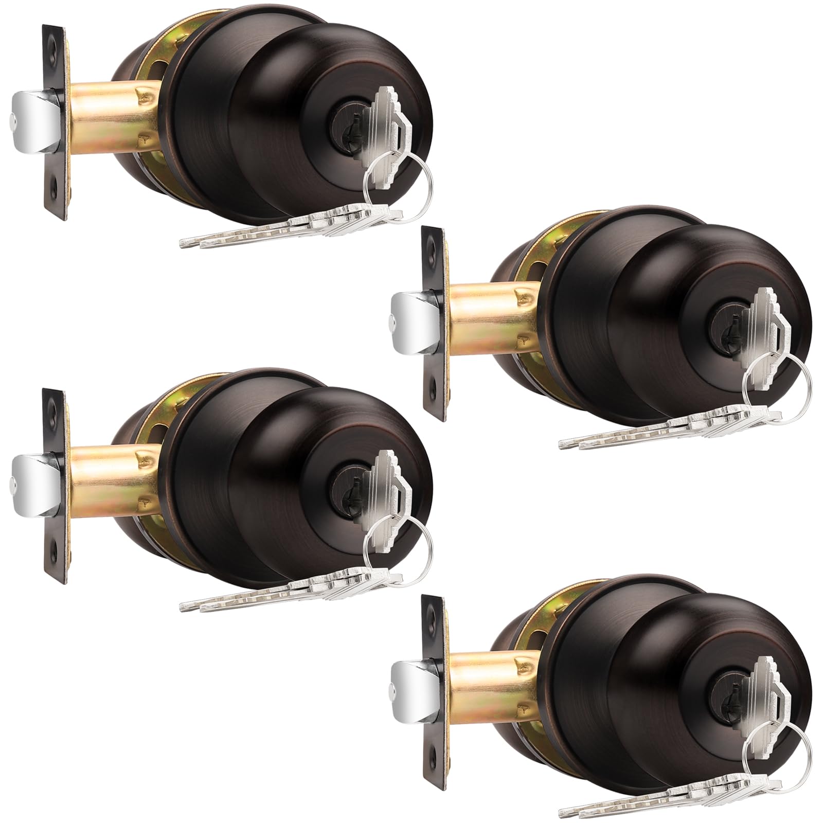Brushed Nickel Keyed Alike Door Knobs - 10 Pack -12