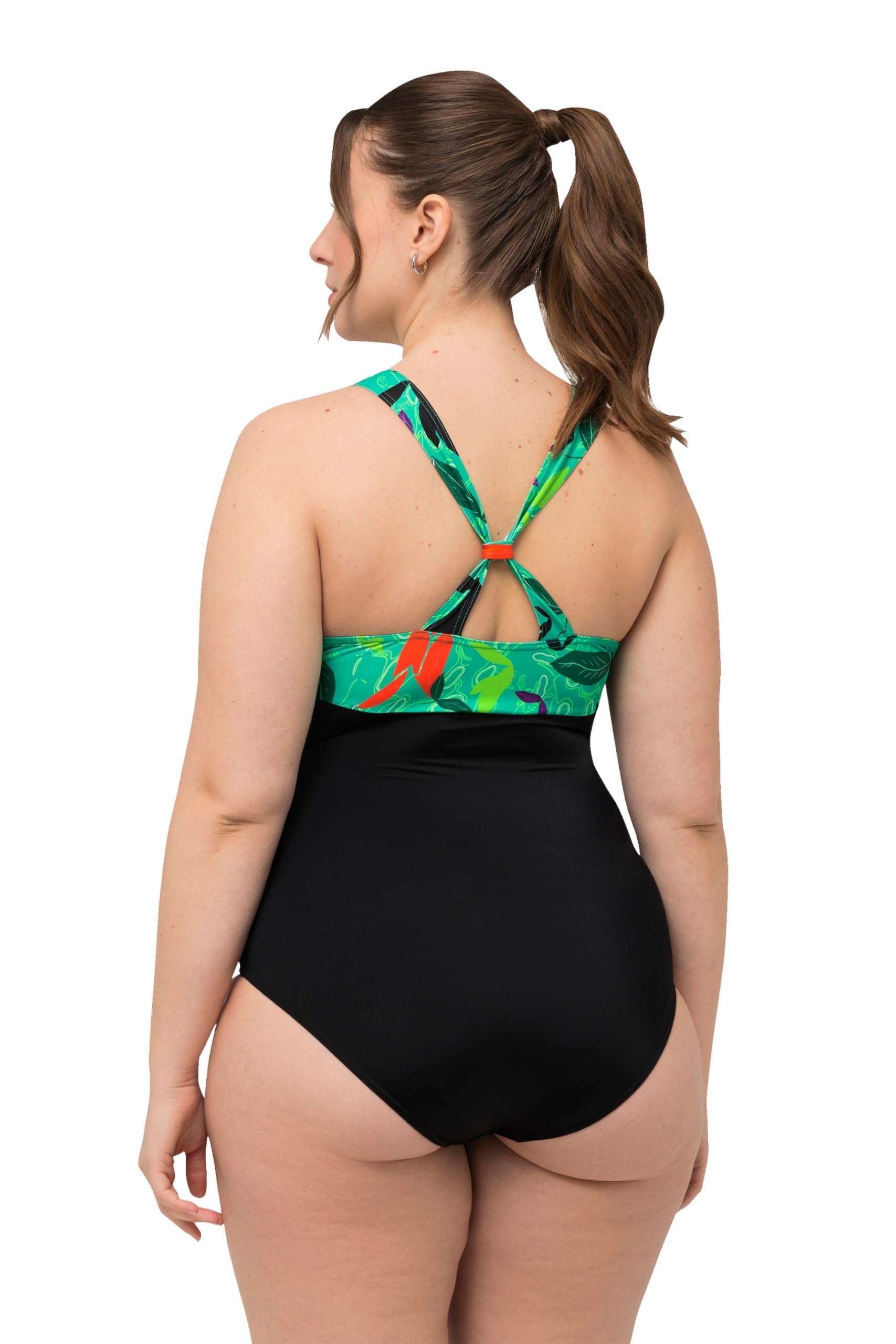 Ulla Popken Femme Grandes Tailles Maillot de Bain Aspect Dos Nu. Nœuds et Bonnets Souples 827767