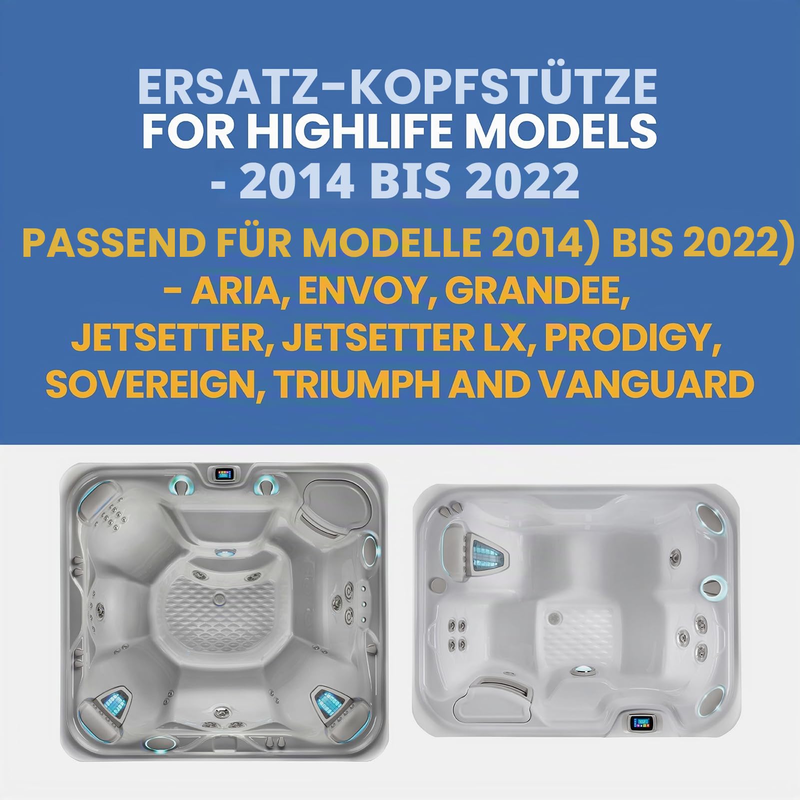 2 Stück 77228 Ersatzkissen für Hot Spring Highlife Range 2014–2022, Whirlpool-Kopfstützenkissen, passend für Aria, Envoy, Grandee, Jetsetter, Jetsetter LX, Prodigy, Sovereign, Triumph & Vanguard, Spa