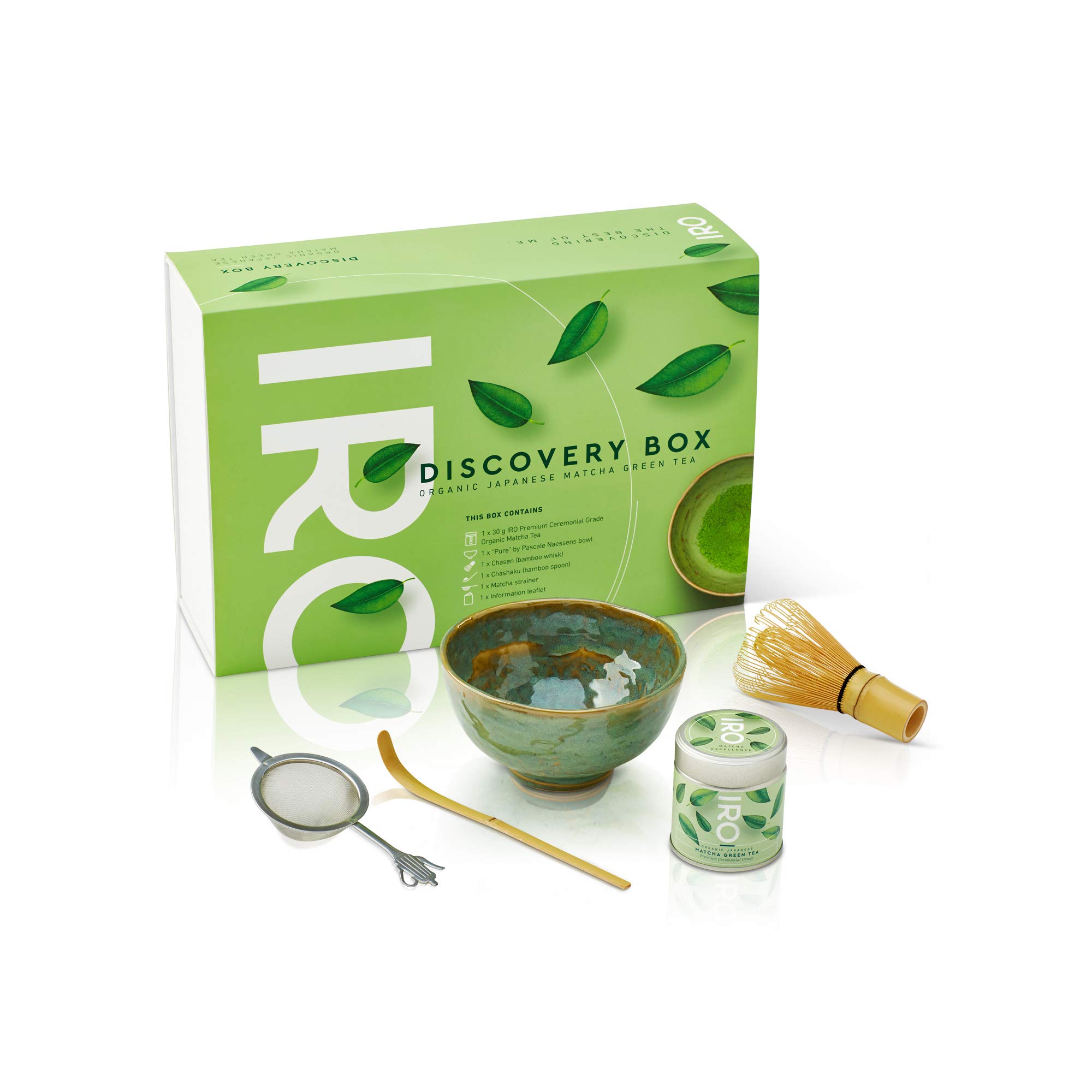 IRO Discovery Box Thé Matcha japonais premium BIO, coffret découverte rituel du thé Matcha, contient tout pour préparer le thé Matcha à la perfection