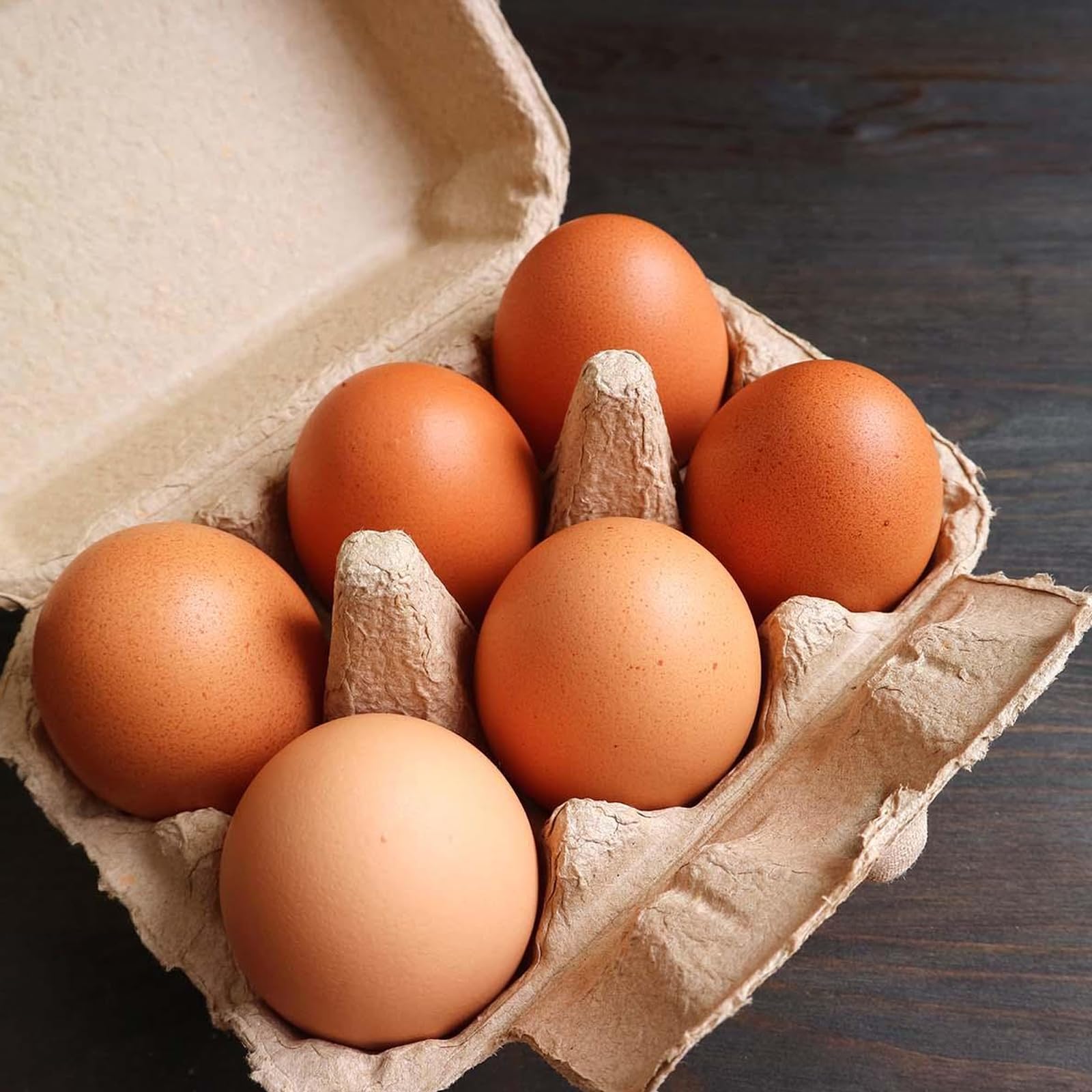 SOUJAP 50 cajas de huevos de cartón de 6 unidades, media docena de cajas de huevos de papel para pollo, 15 x 10 x 7 cm