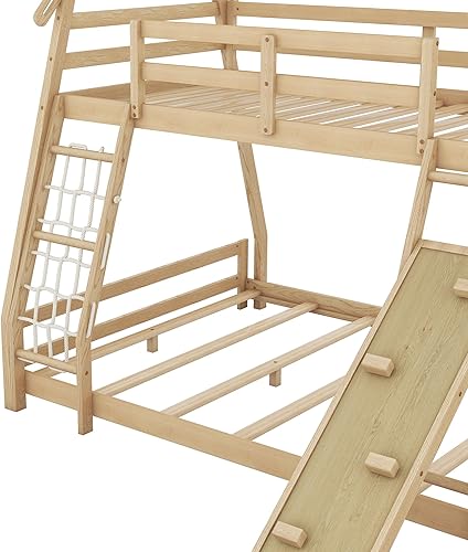 Miniatura 51 de Favfurish Cama de plataforma de casa de tamaño individual con cabecero y estribo, diseño de techo, cama de madera con forma de casa para niños y
