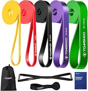 TOMSHOO 5 Packs Pull Up Assist Bands Set Resistance Loop Ban
