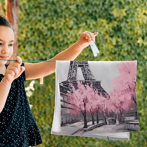Miniatura 5 de Kigai Pink Paris Tower - Juego de 2 toallas de mano suaves y absorbentes, toallas decorativas para baño, spa, gimnasio, 28 x 14 pulgadas