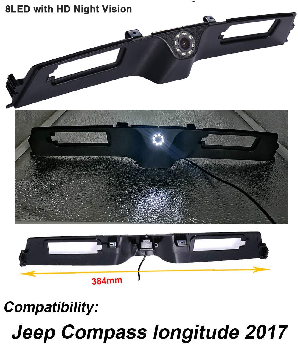 8 LED de visión nocturna 1280 x 720 píxeles 1000 líneas de TV Super HD, barra de agarre para cámara de aparcamiento, resistente al agua, mango de maleta, cámara de marcha atrás, repuesto para Jeep