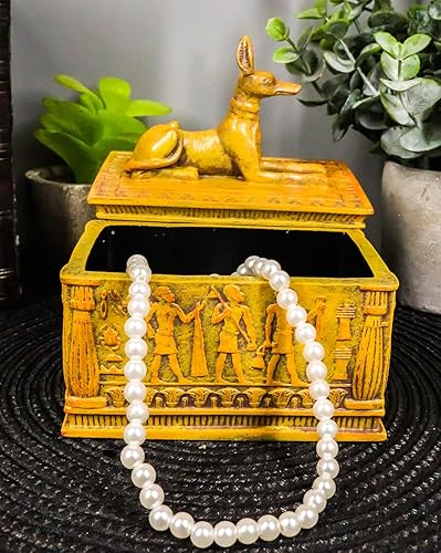 Miniatura 7 de Ebros - Joyero egipcio con diseño de ojo de Horus y Anubis con acabado de piedra arenisca de 4.5 pulgadas de alto como el príncipe de Egipto, dioses