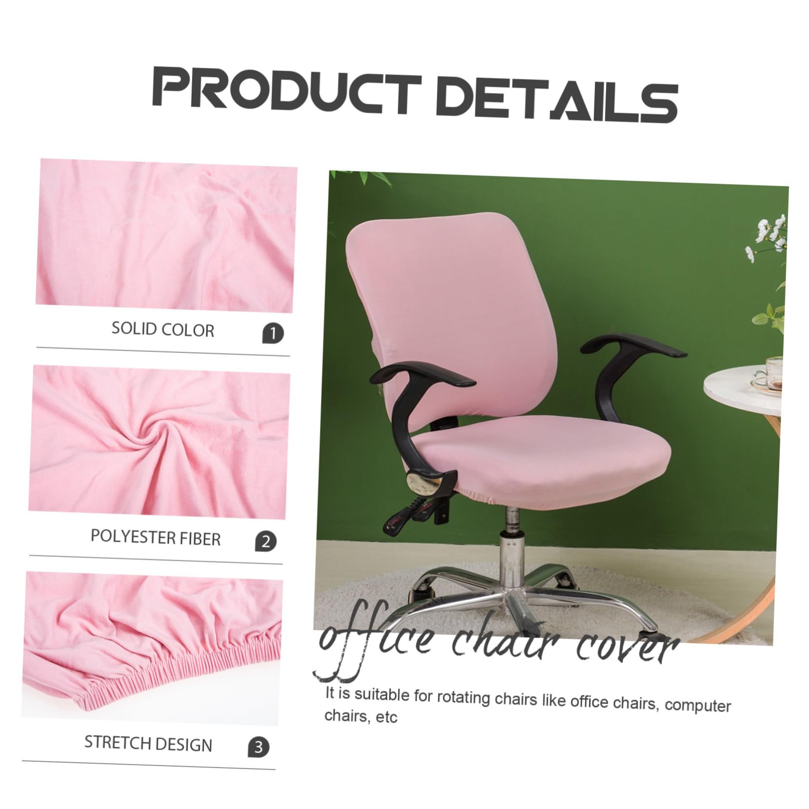 Coprisedia elastico rosa per sedia da ufficio, fodera rimovibile per schienale e seduta da scrivania del computer, lavabile e per uso domestico/lavoro