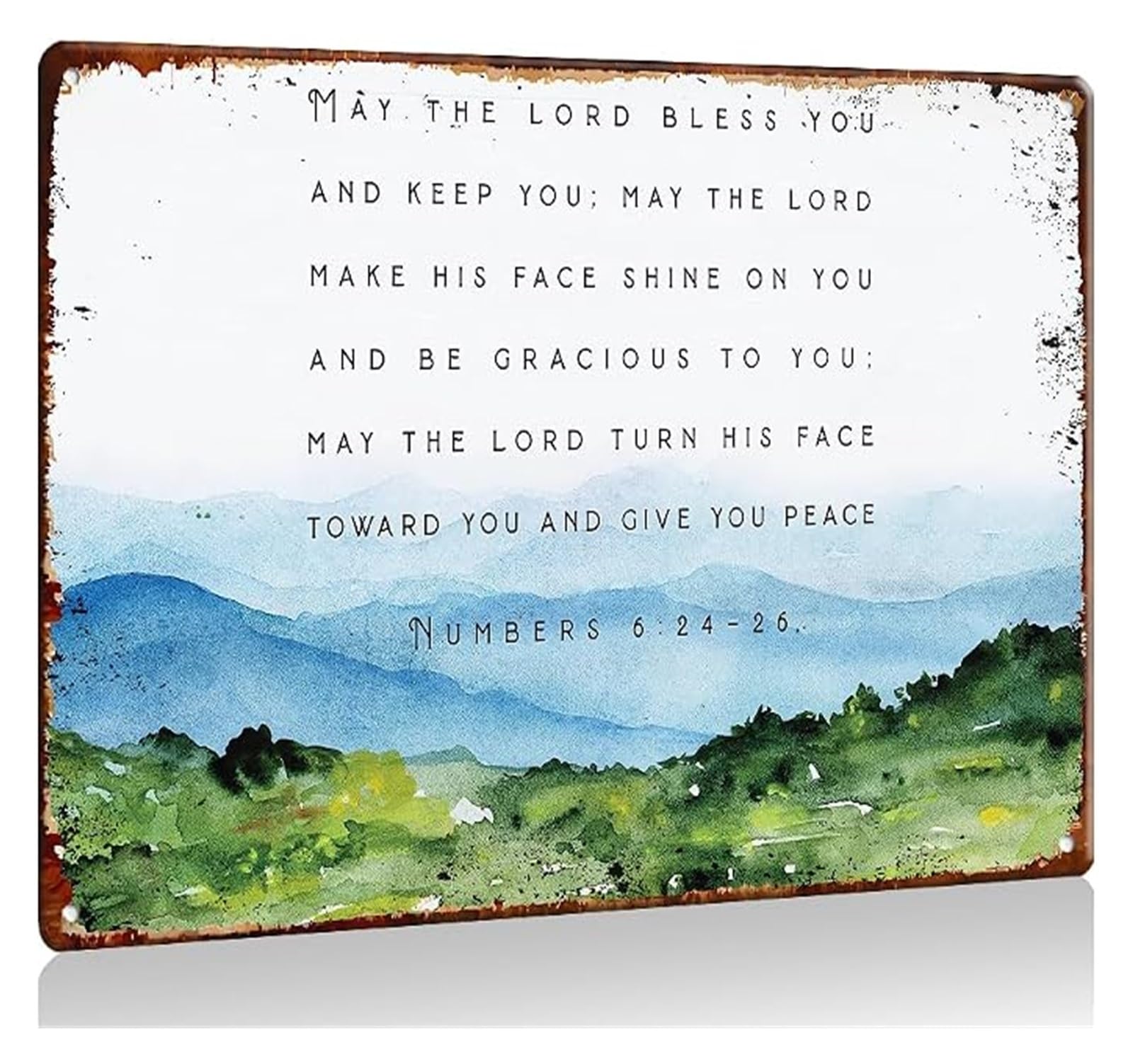 BYLSAGWHT Aaronic Blessing Metal Sign Numbers 6 24 26 The Lord Bless You and Keep You Bible Verse Wall-Art Scripture Decor for Living Room 8 X 12 inch