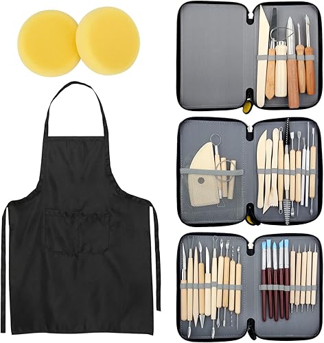 Miniatura 8 de Blisstime Herramientas de cerámica 42 piezas, kit de herramientas de cerámica con estuche portátil, herramientas de arcilla polimérica para