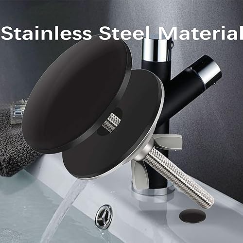 Miniatura 5 de Cubierta de orificio para fregadero de cocina de 2 pulgadas, cubierta de orificio de grifo de acero inoxidable negro brillante, cubierta de tapón de