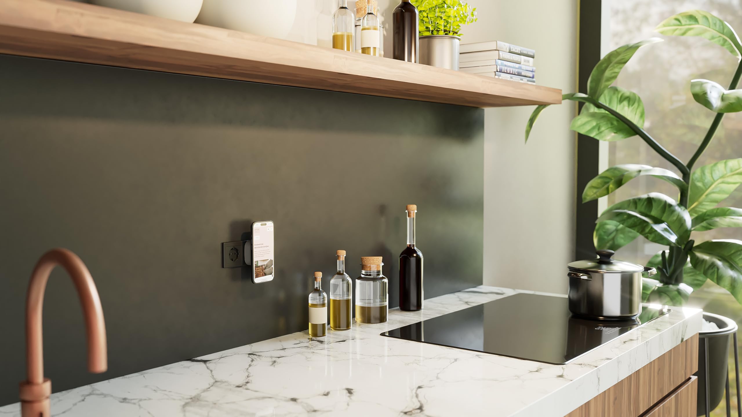 Zens Wireless Charging EU Power Adapter, Caricatore Wireless MagSafe e Qi da 15 W per iPhone Air/17/16/15/14/13/12 e AirPods, Porta USB-C da 18 W Inclusa, Bianca