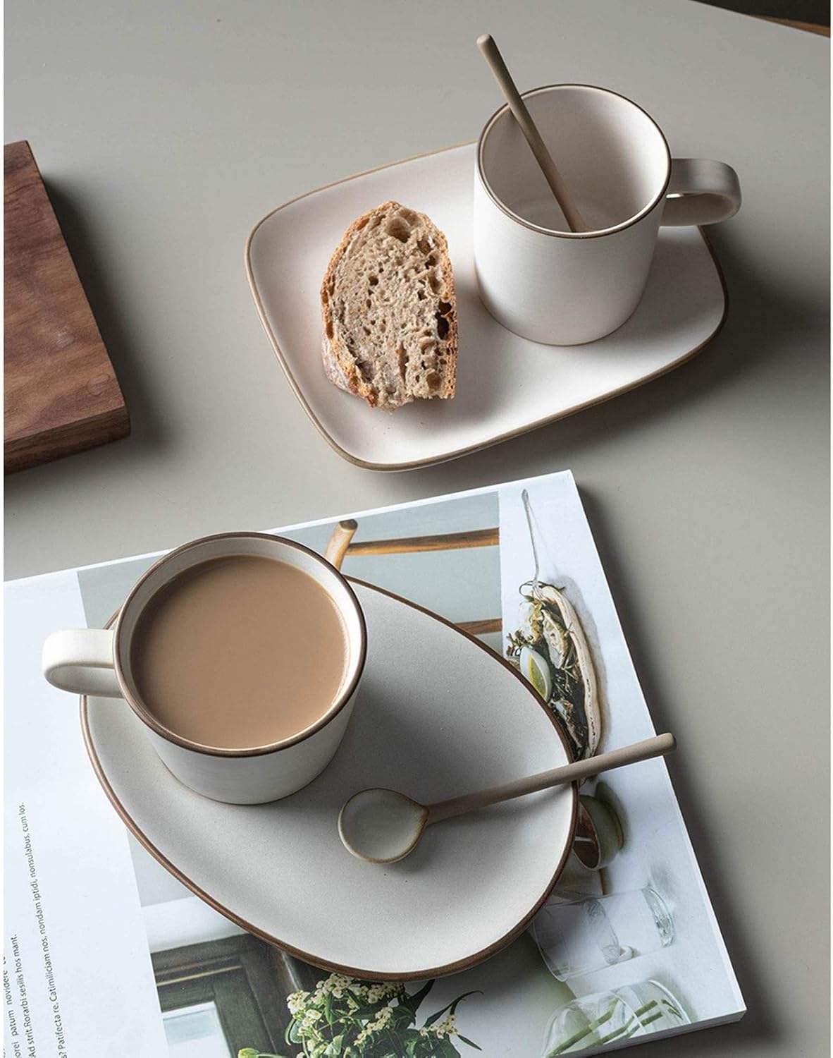 ABBNIA Coffee Cup Retro Rub Color Treatment Porcelain Cappuccino Cup and Long Saucer,Latte Cup Exquisite Breakfast Cup Frosted Ceramics for Latte, Cafe Mocha, Coffee Shop Tea Cu 6 71vjOsfJ 8L. AC SL1500