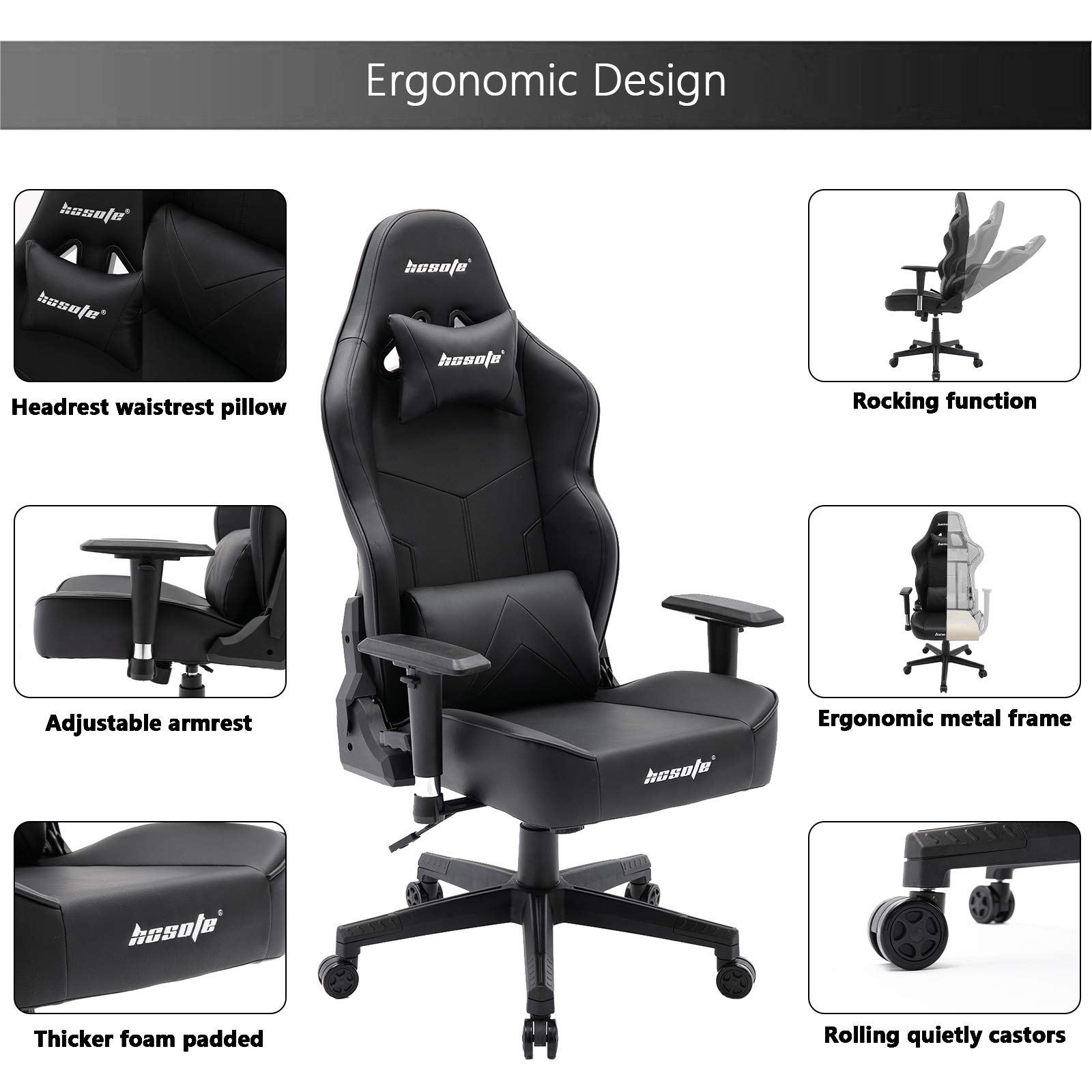 Gaming Chair Big and Tall Office Chair, Ergonomic Video Game Chair E