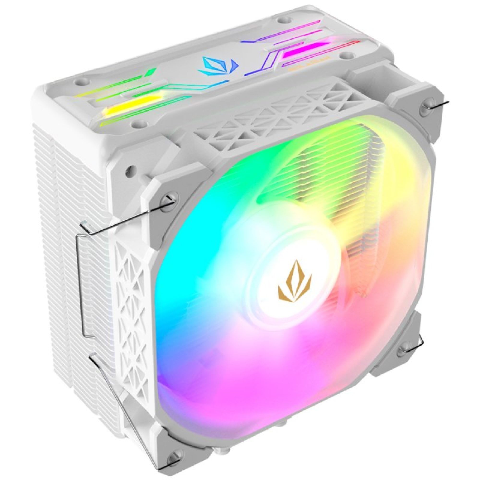 Forgeon Disipador CPU Solarian Cooler 120mm ARGB Blanco, Refrigeración por Aire con 4 Heatpipes, Ventilador Silencioso, Compatible Intel AMD, Diseño Gaming