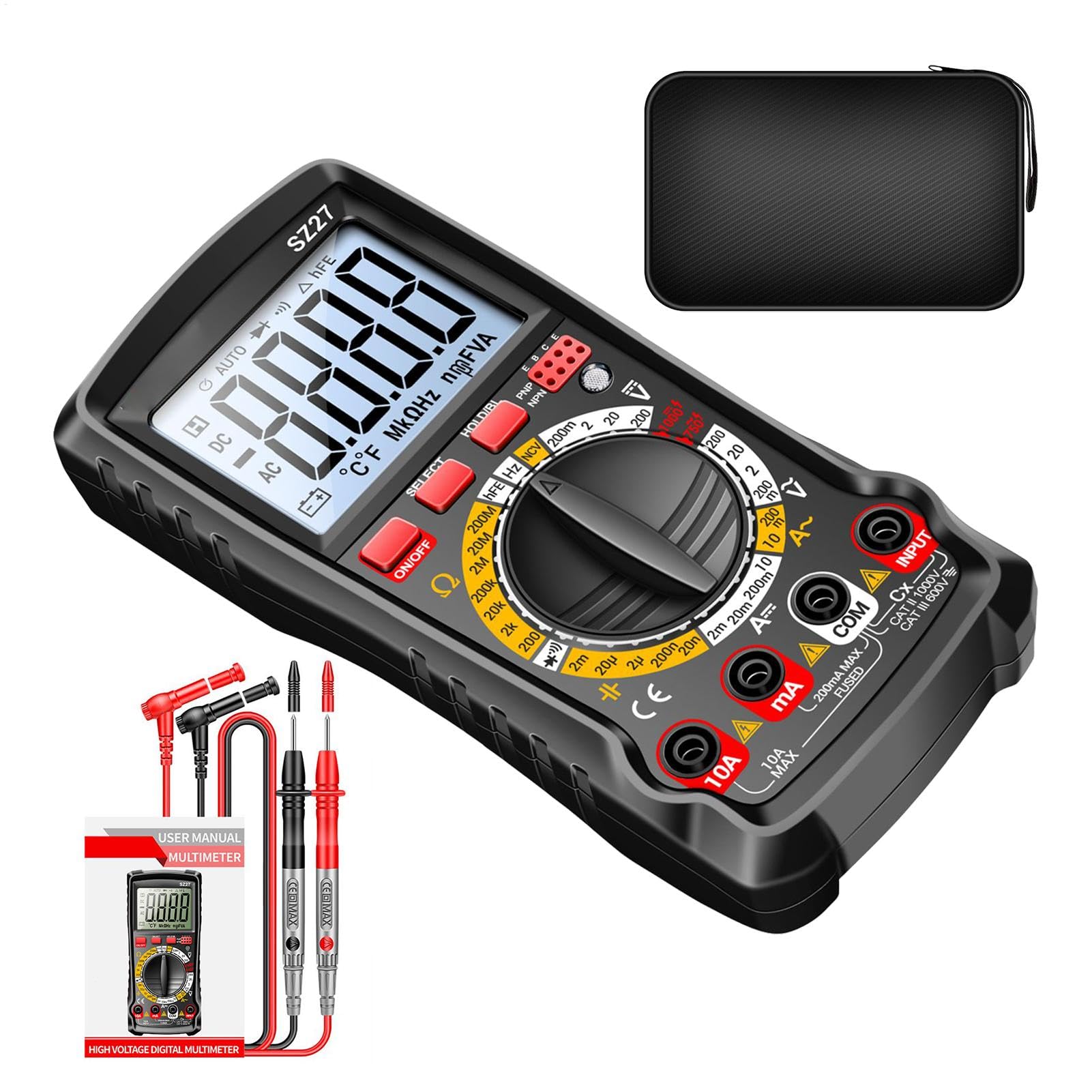 Multímetro Digital Kit Analizador Detector De Batería Para Automóvil