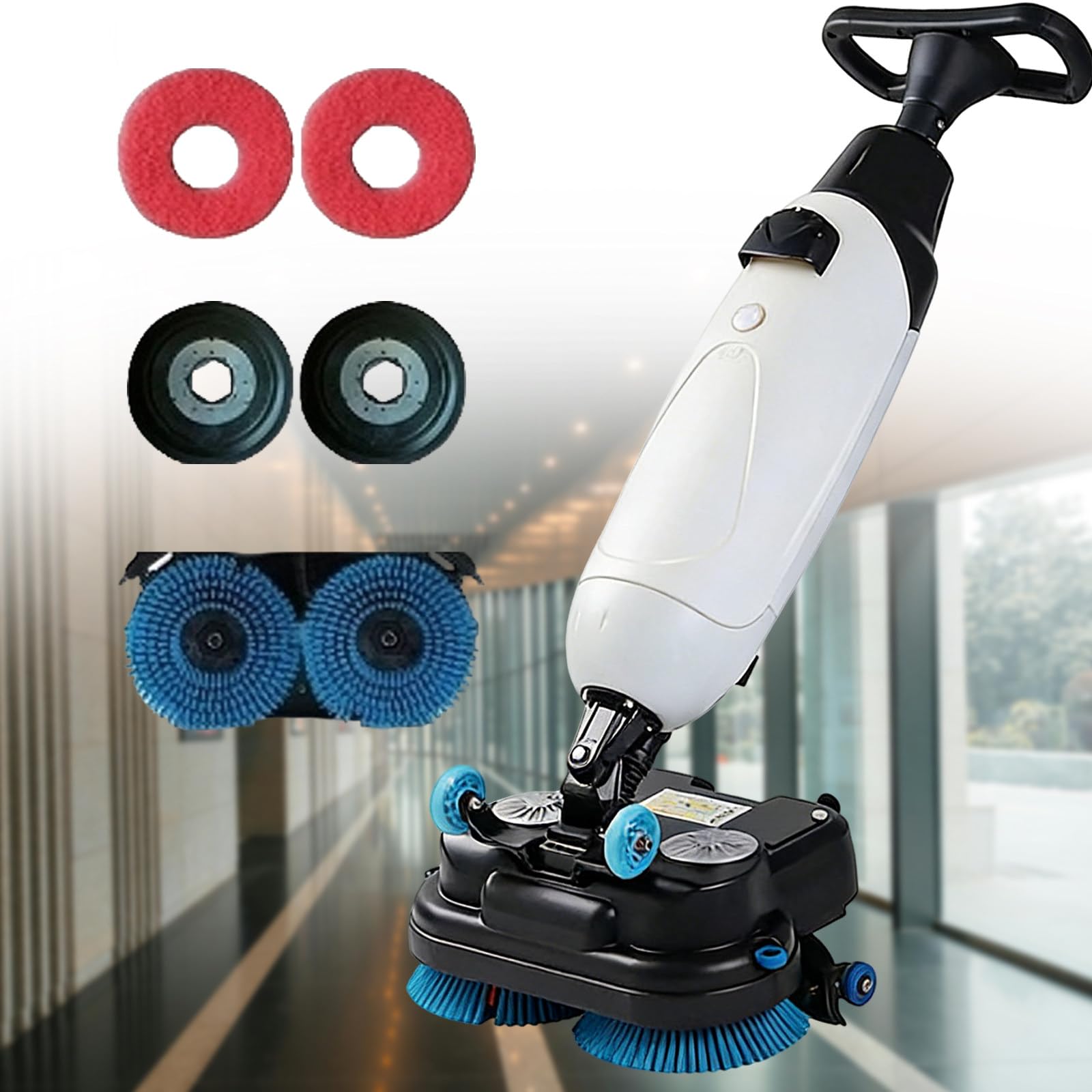 Fregadora De Suelos, Fregadora De Suelos Automática Doble Cepillo White