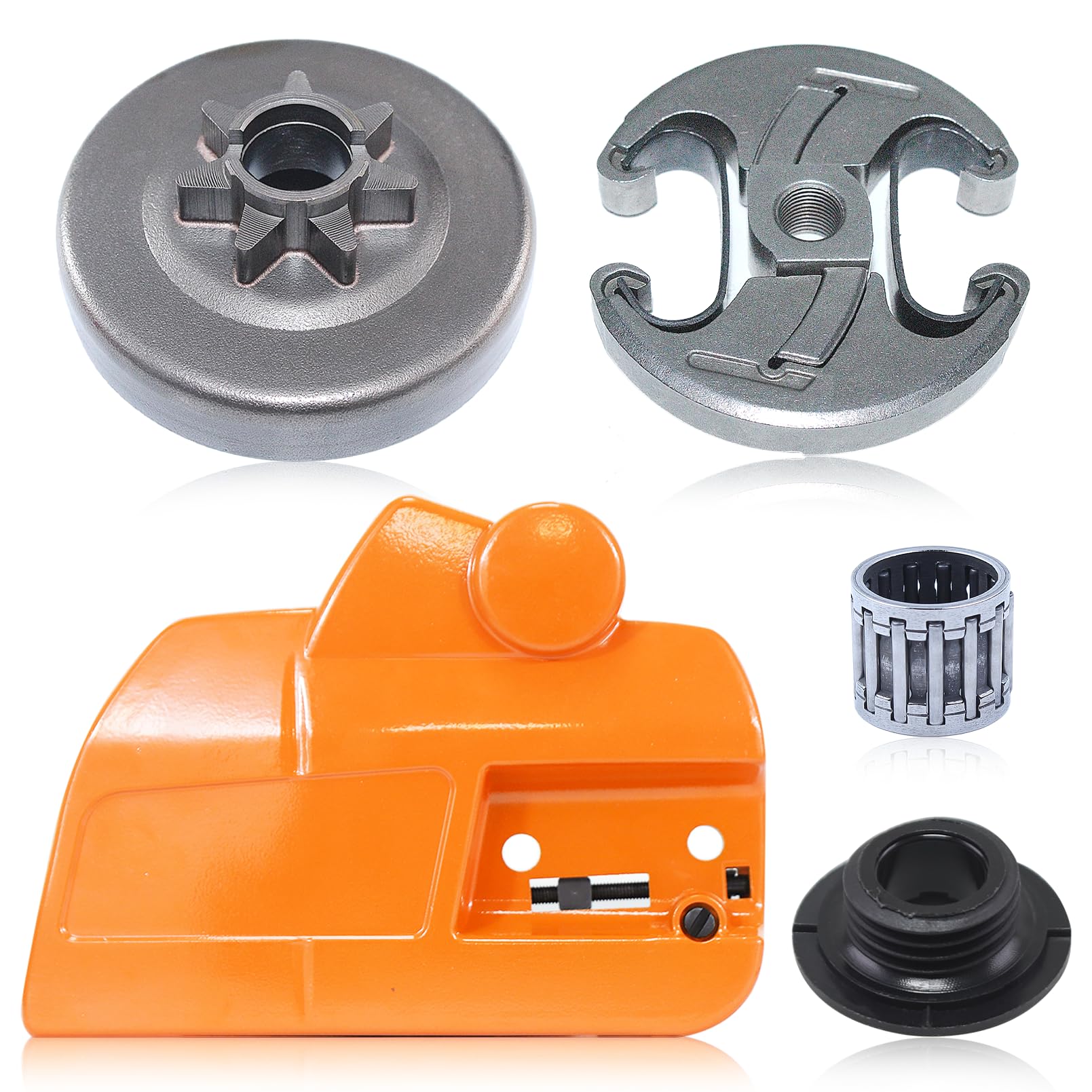 Tambour d'embrayage Husqvarna 455 460 Rancher avec pignon 7T et couvercle de frein de rechange