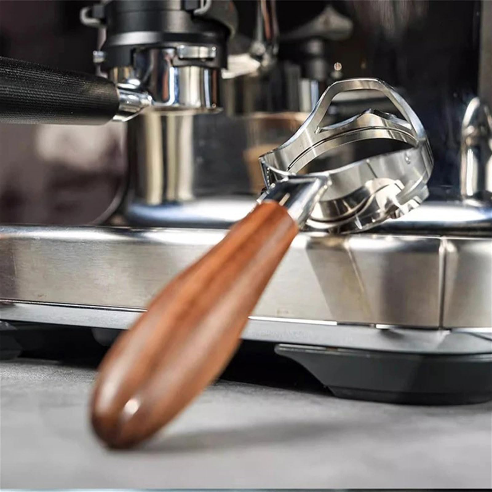 Portafiltro sin fondo para cafetera de 58 mm con mango de madera para cafetera EXPOBAR E61 FAEMA SEMRMO