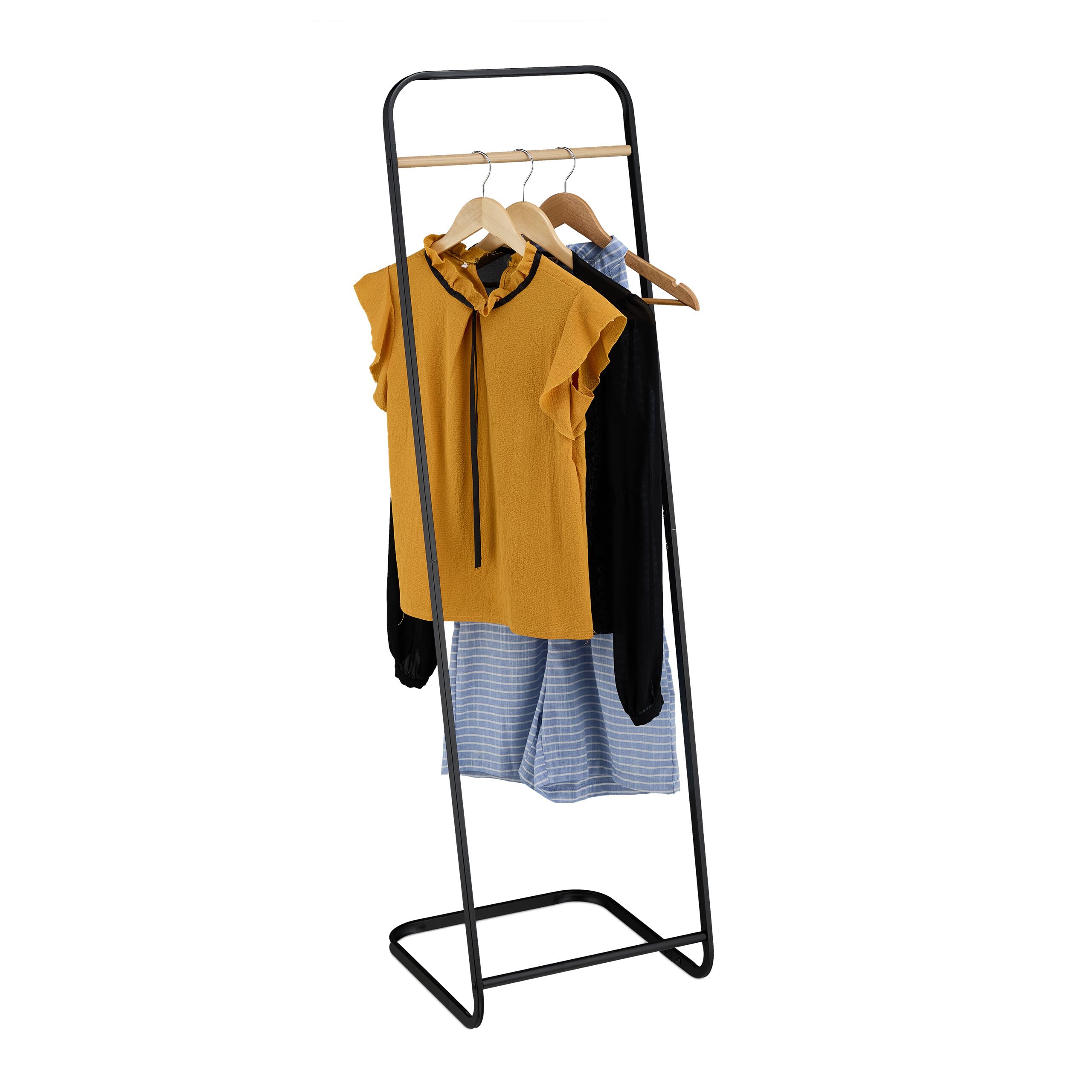 Relaxdays Rack, Freestanding, 140x41x41 cm, Clothing Rail, Hallway Coat Stand for Jackets, Metal, Black/Brown, Iron