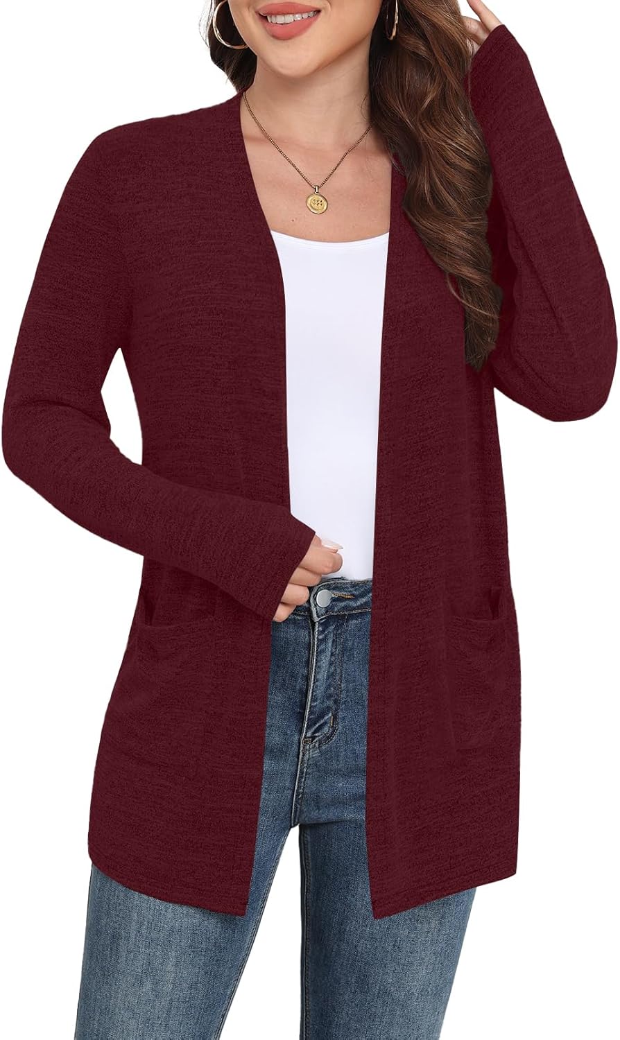 Yincro Womens Lightweight Cardigan Long Sleeve Open Front Casual Sweater Cardigans with Pockets - Image 4