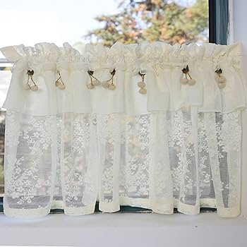 〈ゆいです〉☆カフェカーテン☆ハンドメイド♪レース♪ Amazon｜カフェカーテン ポンポン付き 刺繍レース レース