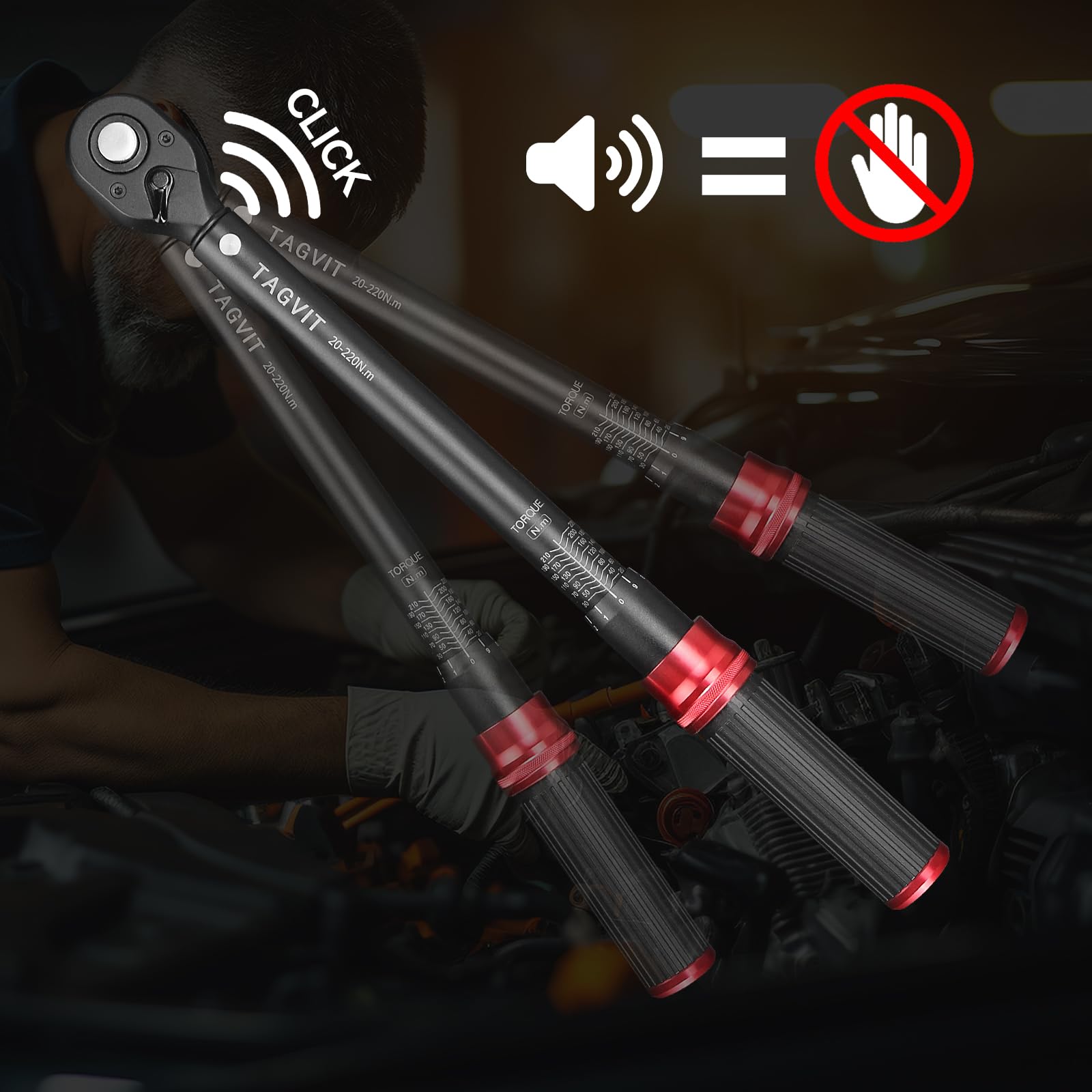 Zestaw mechanicznych wkrętaków dynamometrycznych, 3 sztuki (5-25 NM/10-60 NM/20-220 NM) – najwyższa dokładność, wysoka trwałość, wszechstronne zastosowanie w warsztacie, naprawie samochodu, dla