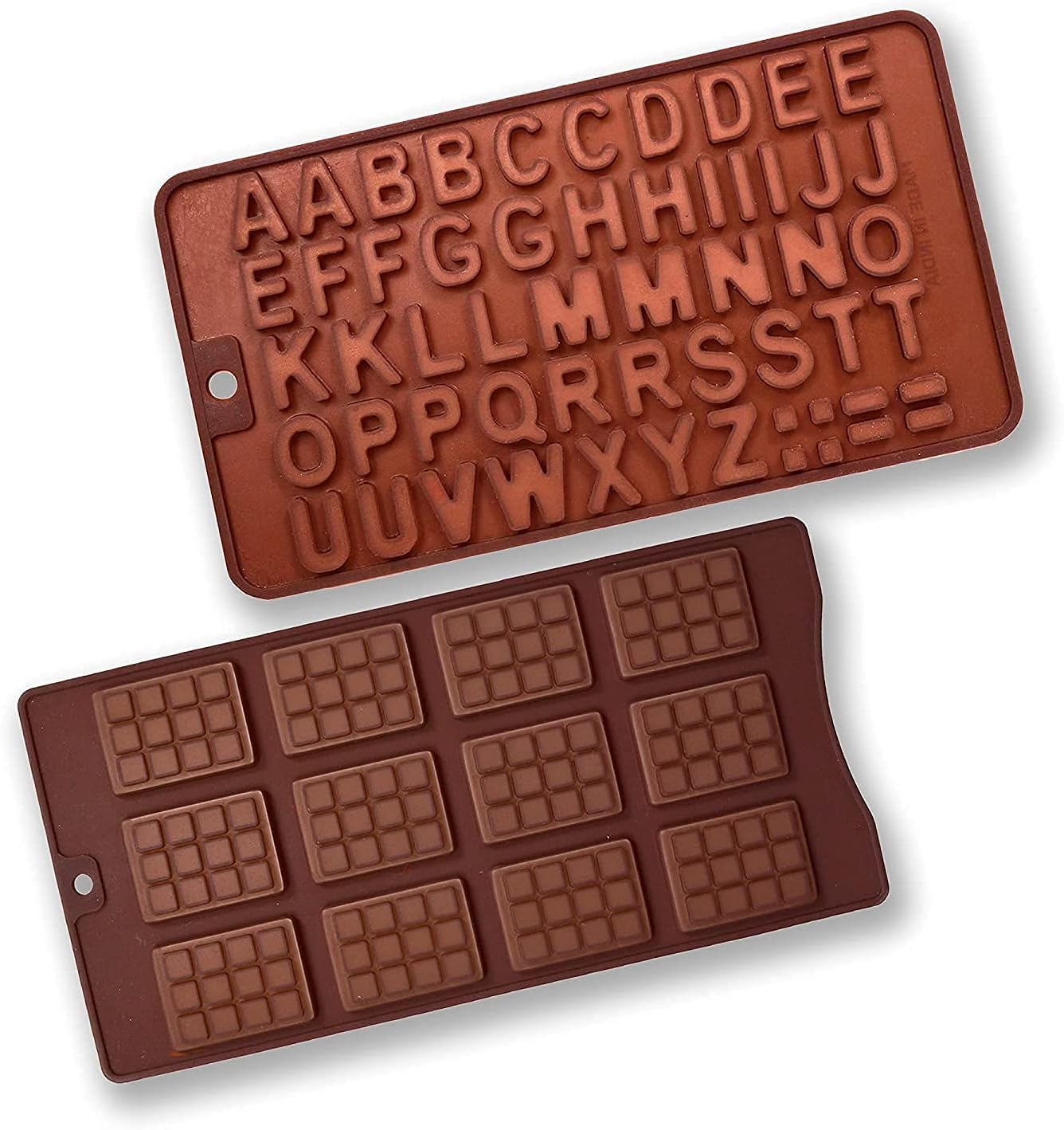 Aadarsh Multipurpose Food Grade Silicone Mould (Mold) for Chocolates and Ice Cubes (Pack of 2)(Pattern-ABCD + Mini Chocolates)
