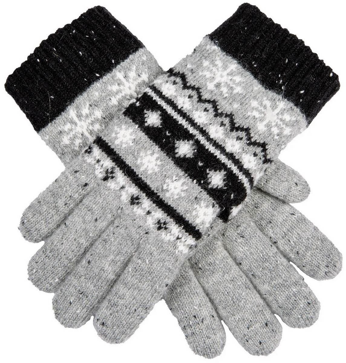 Dents Women's Grey Fair Isle Jacquard Design Knitted Gloves - Dove