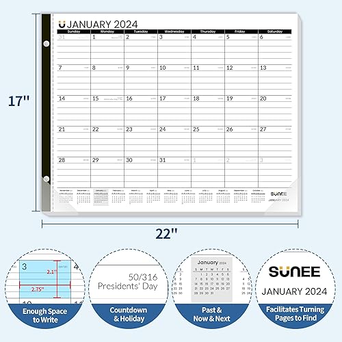 Miniatura 2 de 2024-2025 Large Desk Calendar 22"x17" from October 2023 to June 2025, Large Desk Calendar 21 Months for Desk, Classic