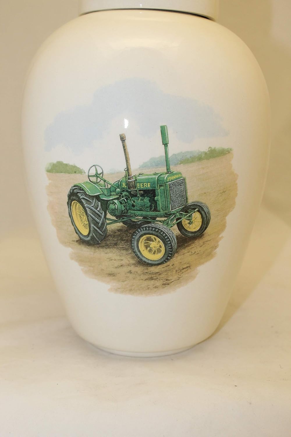 Green Tractor Urn - Cremation Urn for Human Ashes - Hand Made Pottery