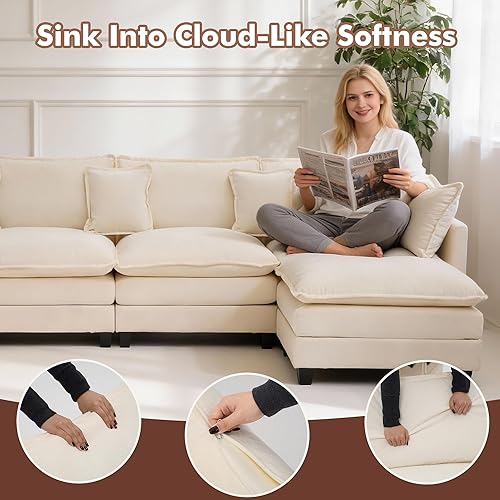 Miniatura 3 de Sofá seccional, cómodo sofá modular de nube, sofá modular de asiento profundo, sofá moderno en la nube, sofás modulares para sala de estar,
