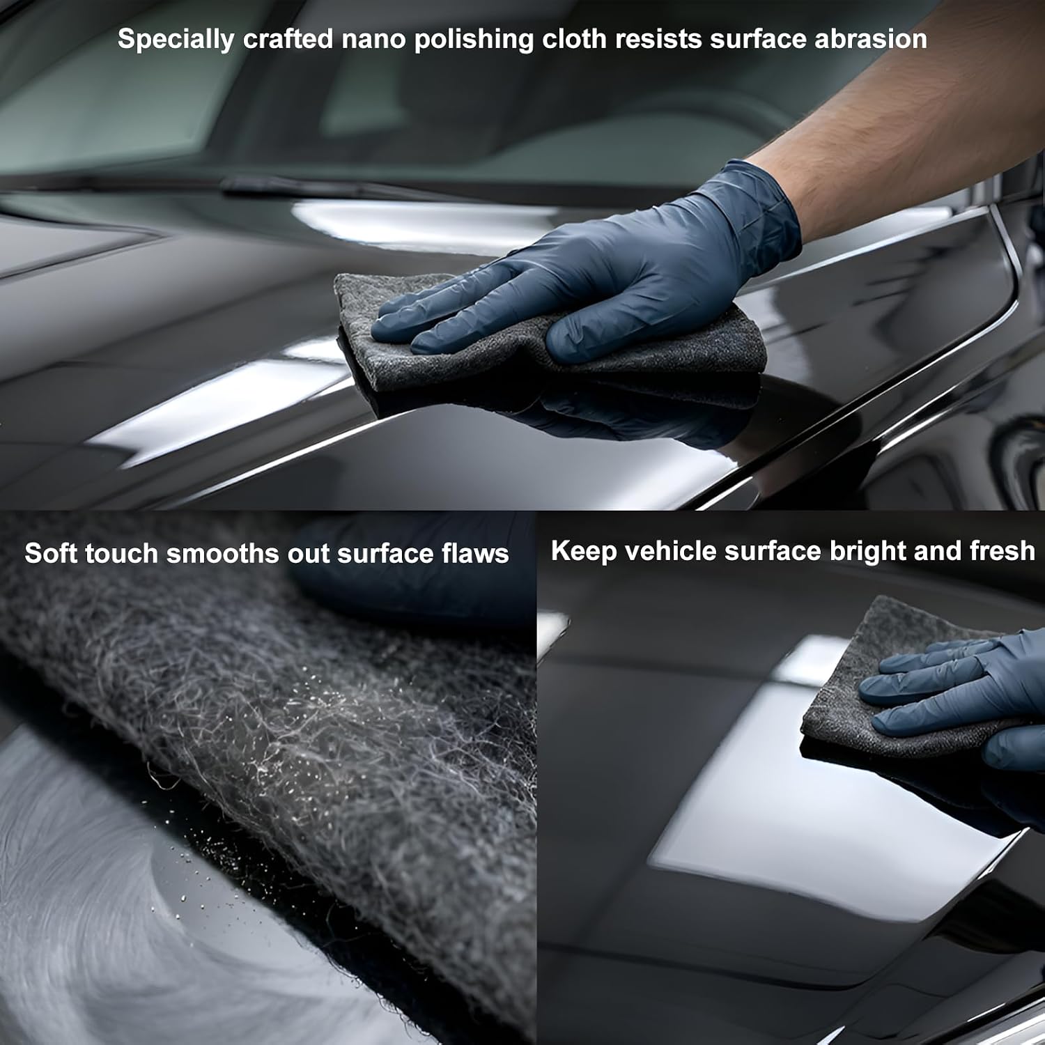 4 PCS Nano Sparkle Cloth, Car Body Scratch Remover Nanosparkle Cleaning Cloth, Universal Nano Automotive Repair Wipes for Swirls Marks Paint Residues, Car Accessories