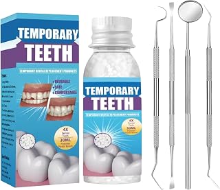Tooth Repair Kit with 4 Dental Tools, Moldable Repair Kit for Missing Broken Teeth, Provisional Restoration, Refresh Confident Smile