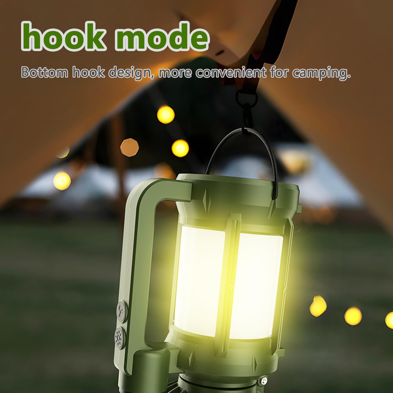 Ventilatore da campeggio solare con luce e caricabatterie per telefono, 20 W, 500 m, lanterna da esterno 3 in 1, ventilatore portatile per tenda, raffreddamento a 3 velocità, 5000 mAh, ricarica solare