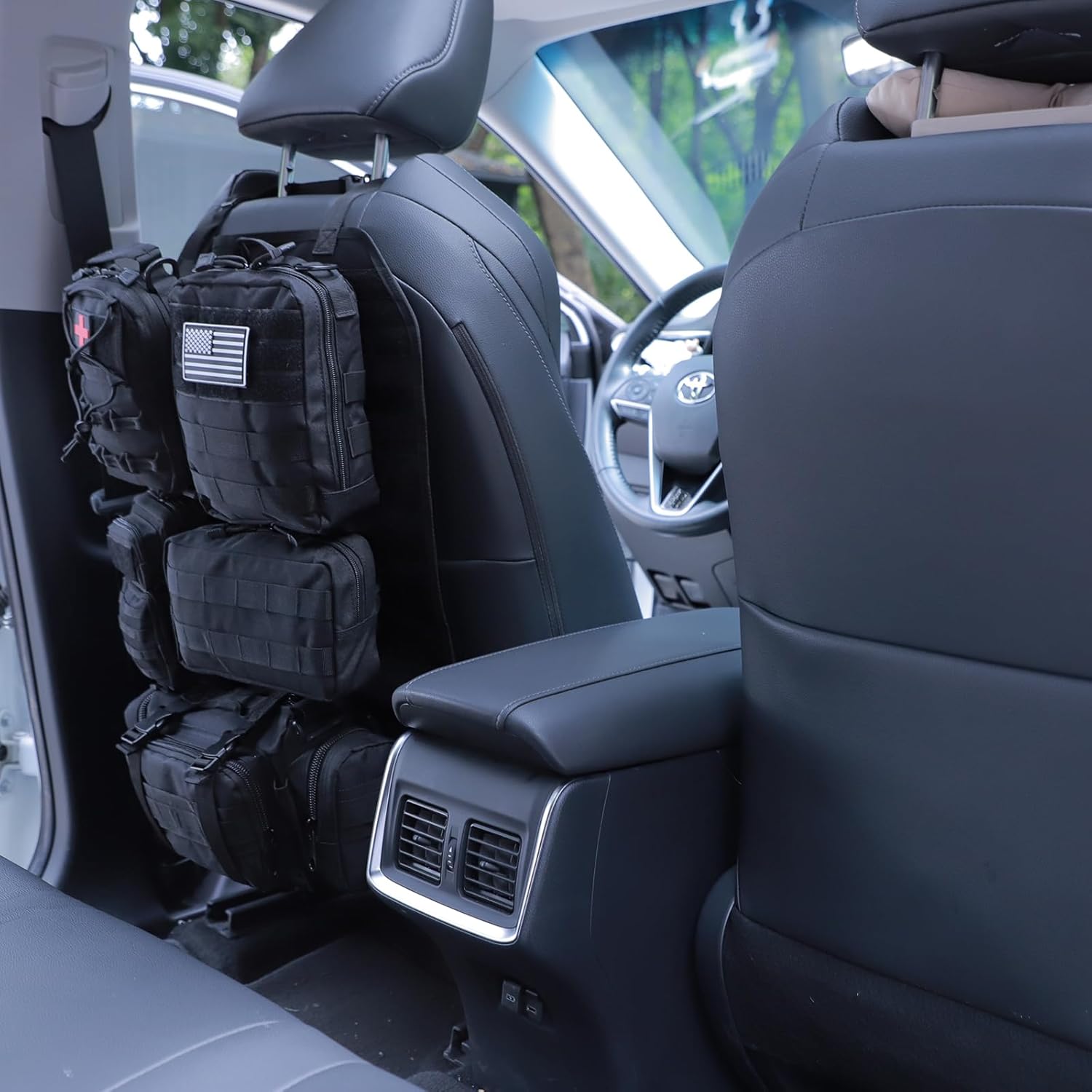 Universal Tactical Seat ​Back Organizer Vehicle Molle Panel Organizer Storage Bag with 5 Detachable Molle Pouch for All Vehicel Such as Jeep,Truck,SUV, Car, Ford,Chevy etc