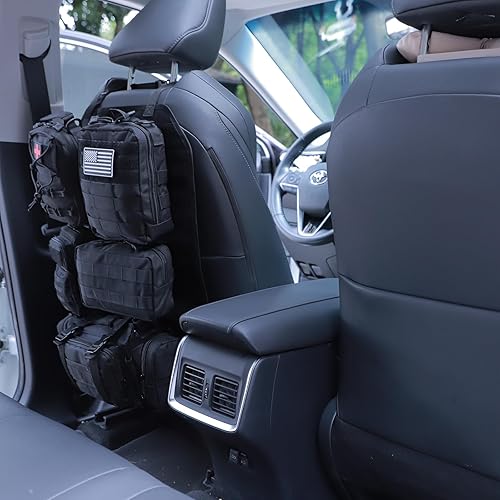 Miniatura 8 de Organizador táctico universal para respaldo de asiento, bolsa de almacenamiento con 5 bolsas Molle desmontables para todos los vehículos como Jeep,