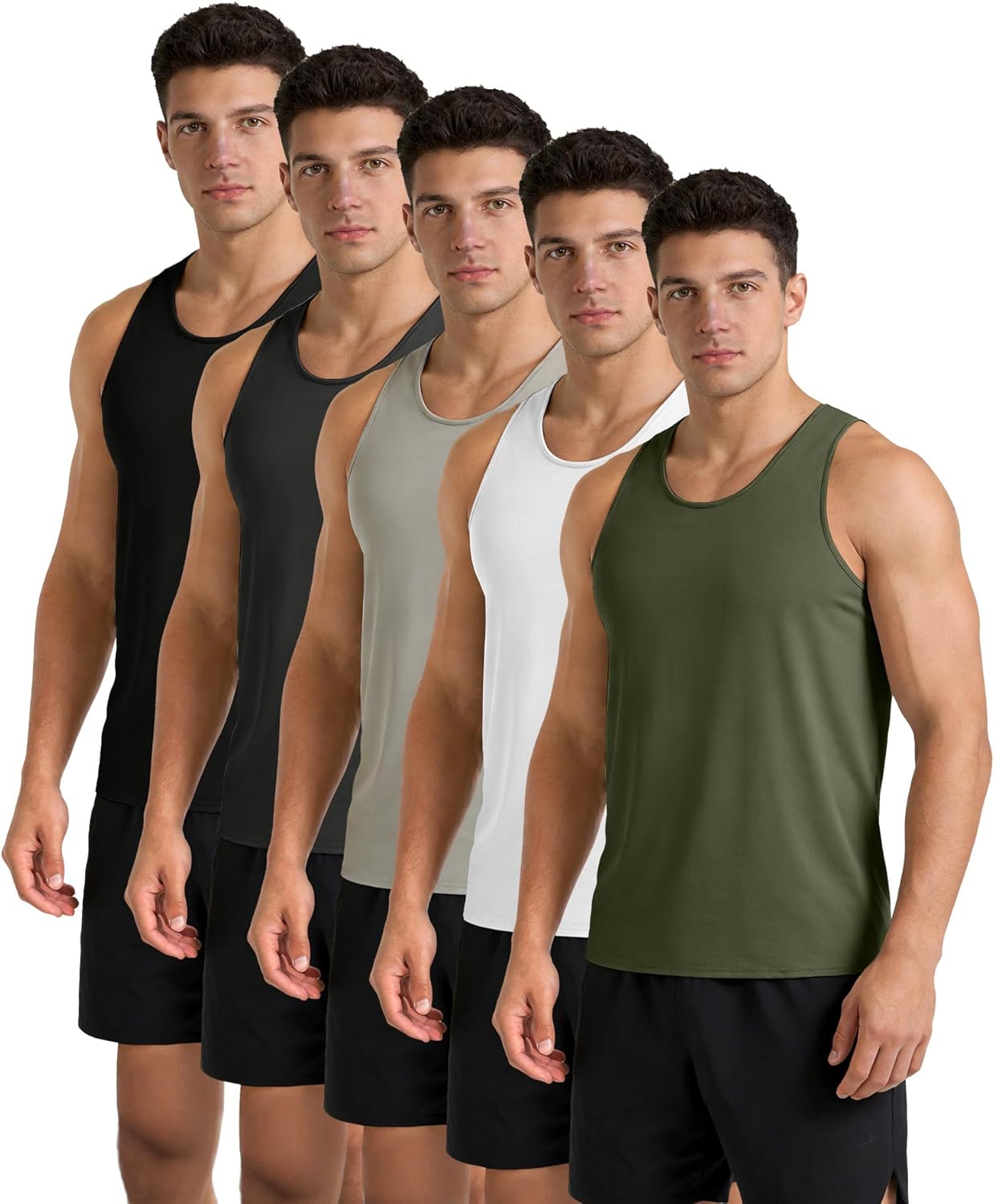 Little Beauty 5 Pack Gym Tank Tops UPF 50+ Sleeveless Workout Shirts Lightweight Active Muscle Tops