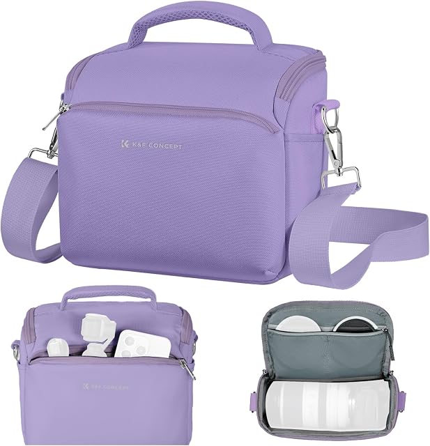 K&F Concept Camera Sling Bag Small Crossbody Camera Case DSLR/SLR Cute Compact Shoulder Photography Bags for Photographers-Purple
