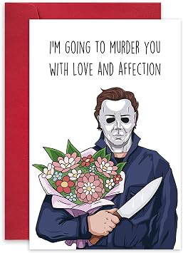 Leinessy Michael Myers Halloween Card for Him Her, Horror Movie Theme Anniversary Card, Murder You with Love and Affection