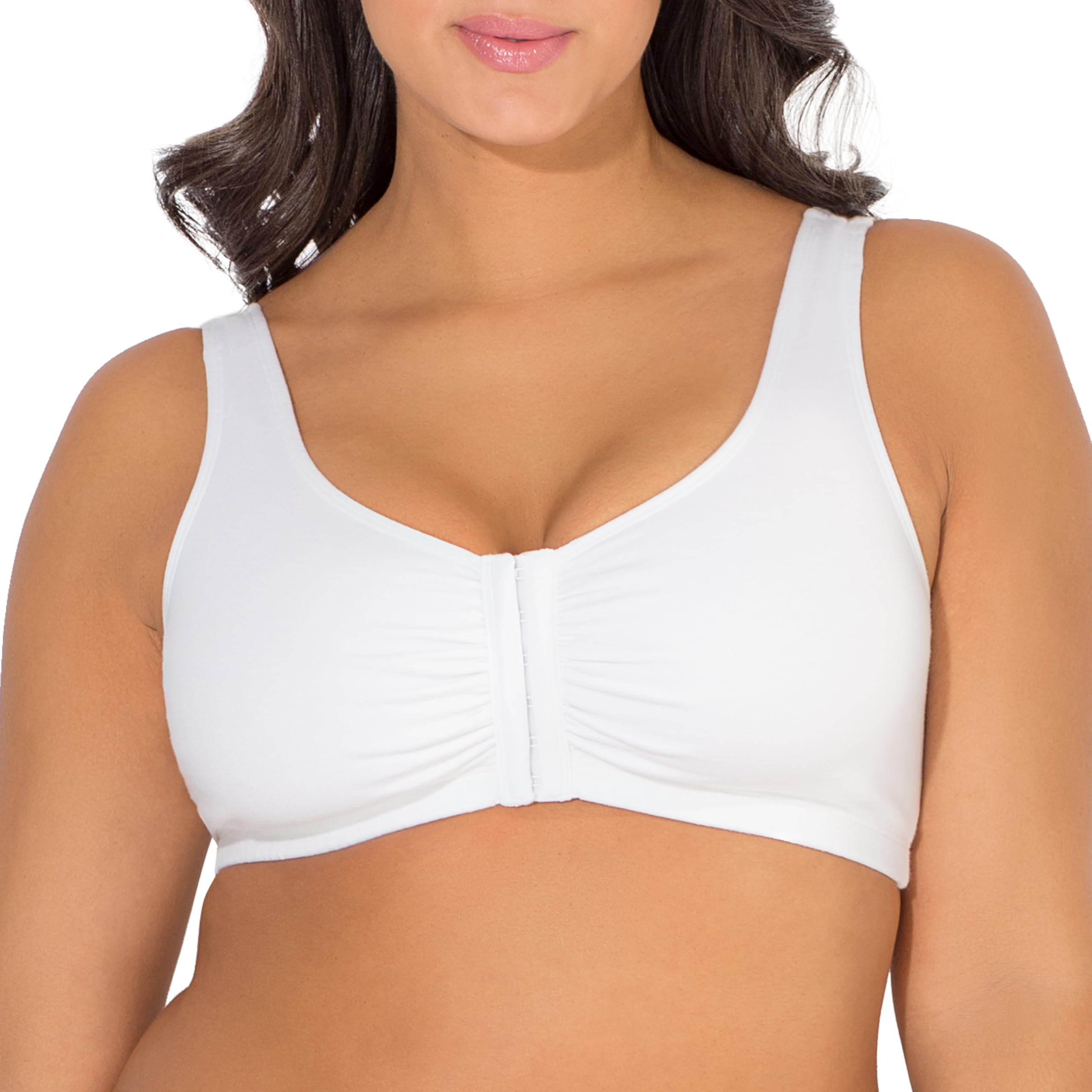 Fruit of the Loom Woment's Front Close Racerback Sport Bra 2 Pack 34 White