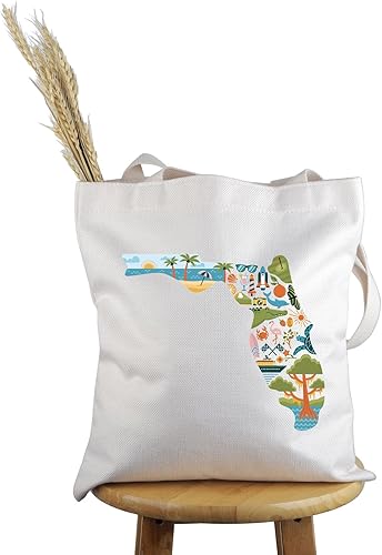 PWHAOO Florida State Souvenirs Gift Florida Tote Bag Florida Home Bolso Florida Turismo Regalo de vacaciones Florida Regalo de vacaciones, Florida T