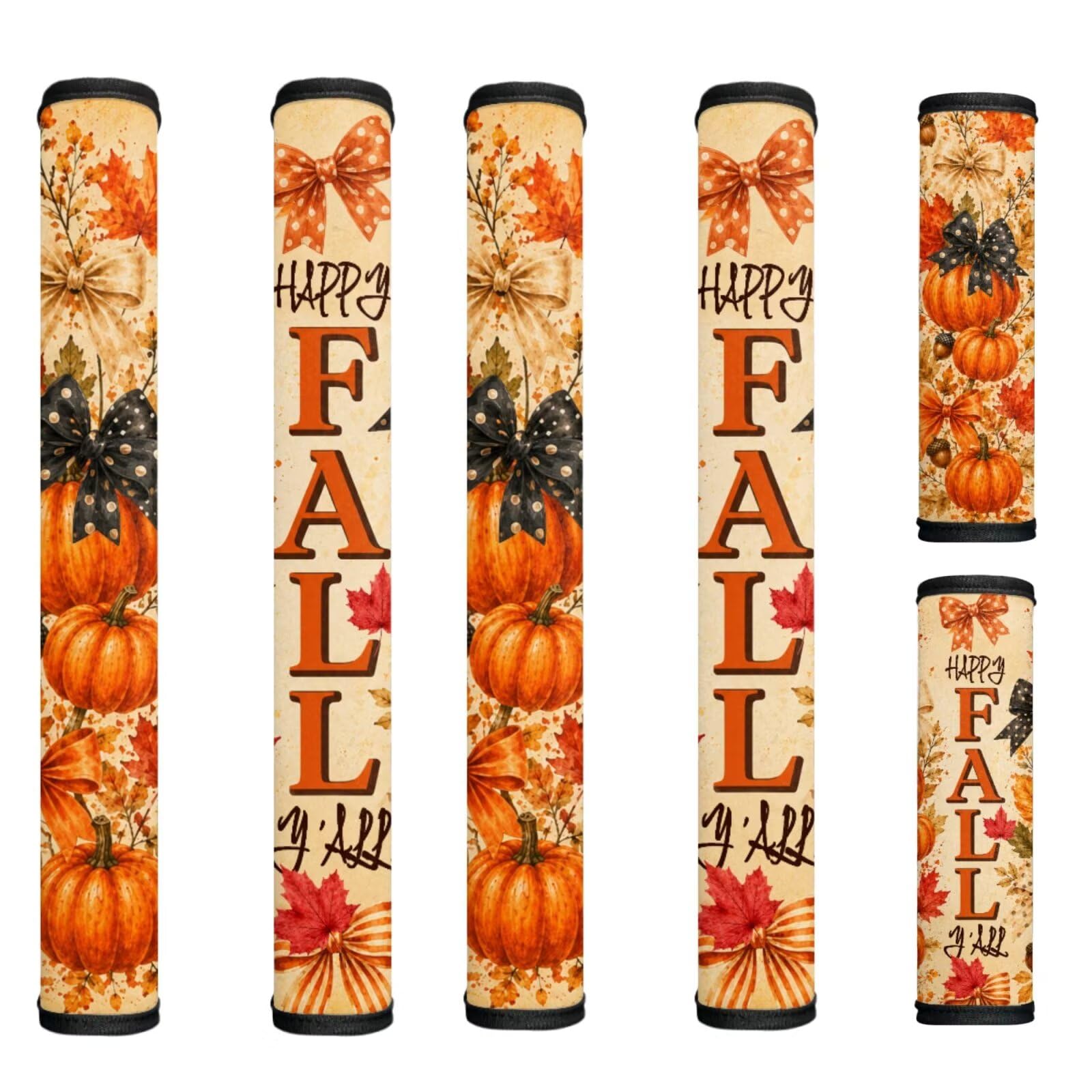 Fall Refrigerator Handle Covers Set of 6 Pumpkin Bow Kitchen Appliance Handle Covers Non-Slip Washable Fridge Door Handle Protector, Keep Off Fingerprints,Food Stains