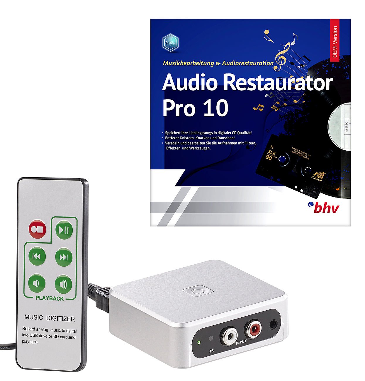 auvisio Digitizer: Autarker Audio-Digitalisierer mit Software Audio Restaurator Pro 11 (Schallplatten digitalisieren, Music Digitizer, MC)
