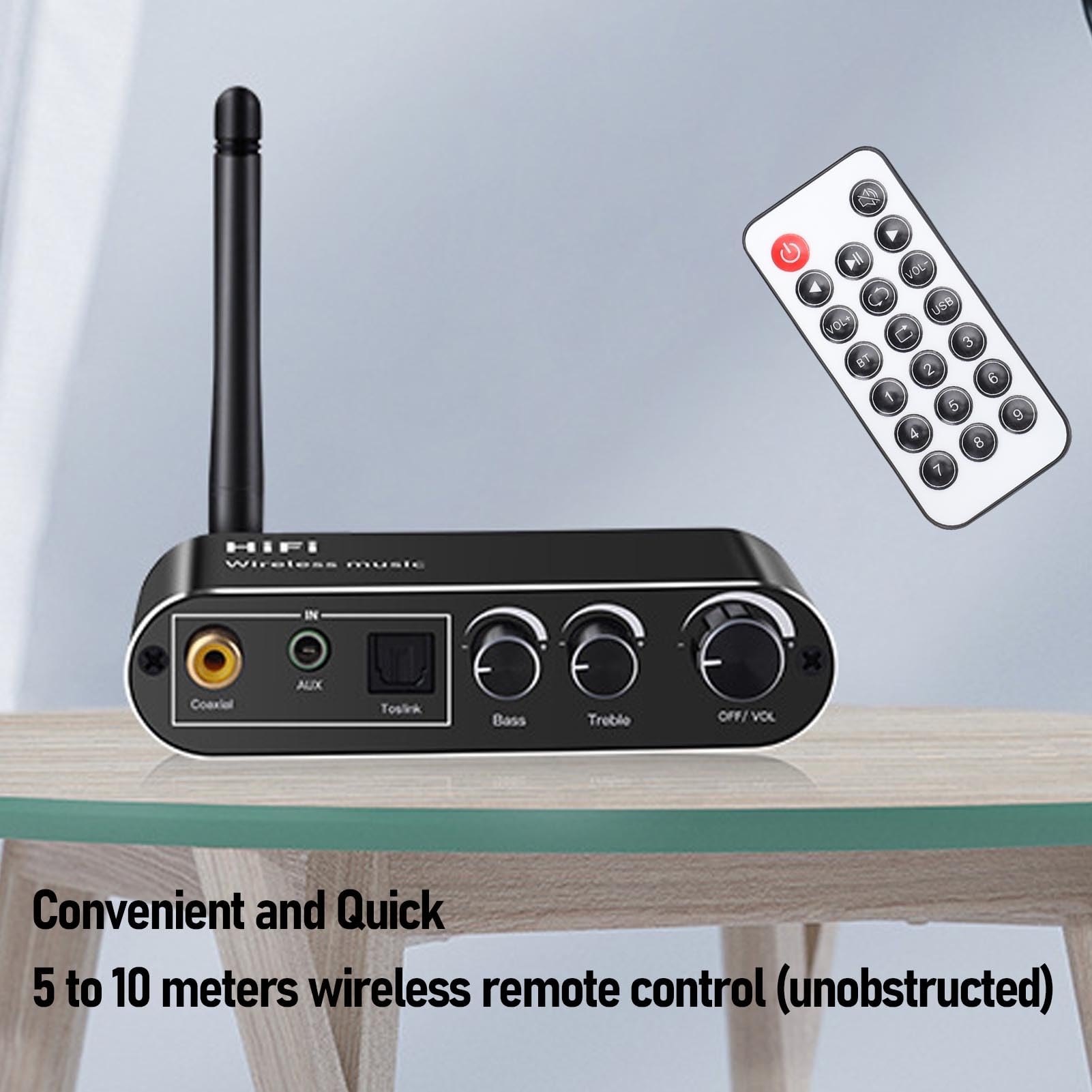 Elprico Convertisseur Numérique à Analogique, Récepteur Bluetooth 5.1 avec Entrées USB Coaxiales Optiques, Adaptateur Sonore Numérique pour Le Système Stéréo Domestique