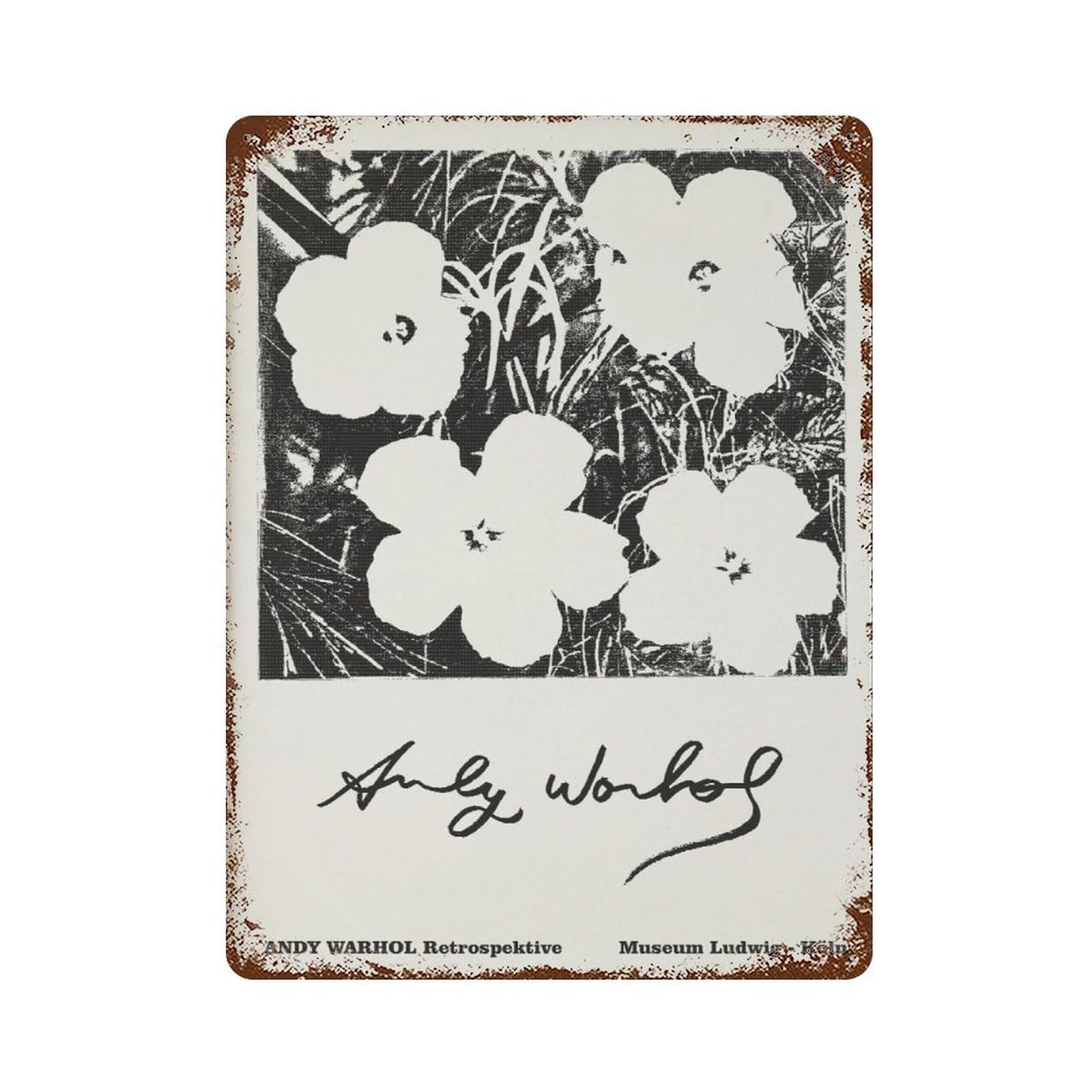 xiaoxiaoshen Andy Warhol Flower Retrospective, Pop Wall Decor Art Metal Tin Poster Modern Home Decor Art Home Bar Shop Decorations Vintage Sign 40x30cm