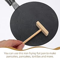 Vista 9 de 1 juego de sartén antiadherente para crepas con esparcidor de hierro fundido Dosa, sartén plana para panqueques con mango de madera para tortilla