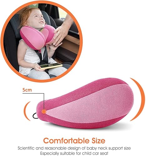 Miniatura 4 de INFANZIA Almohada de viaje infantil para el cuello con soporte para el mentón, sujeta cómodamente la cabeza, el cuello y el mentón, evita que la