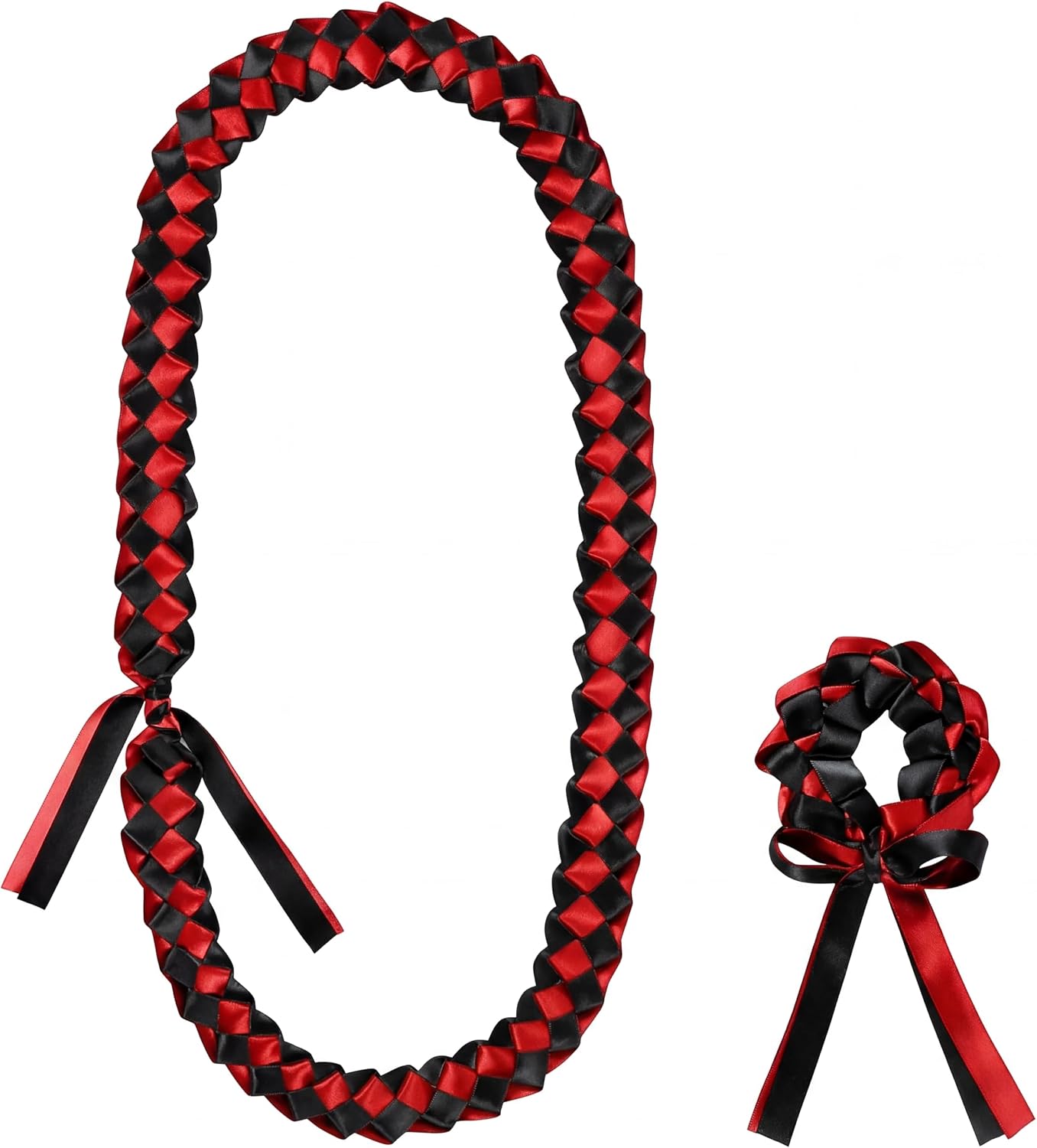 Thiccywoov 2 Pcs Class of 2026 Graduation Ribbon Lei Necklace and Braided Bracelet Handmade Double Braided Graduation Gifts
