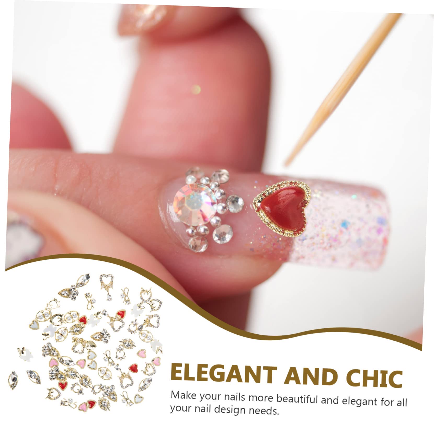 Healvian 180pièces Charms Alliage Pour De Style Décorations De Manucure Élégantes Et Créatives Accessoires De Nail Art Pour Femmes Et Filles